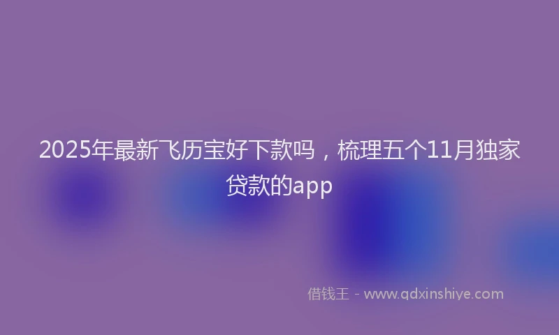 2025年最新飞历宝好下款吗，梳理五个11月独家贷款的app