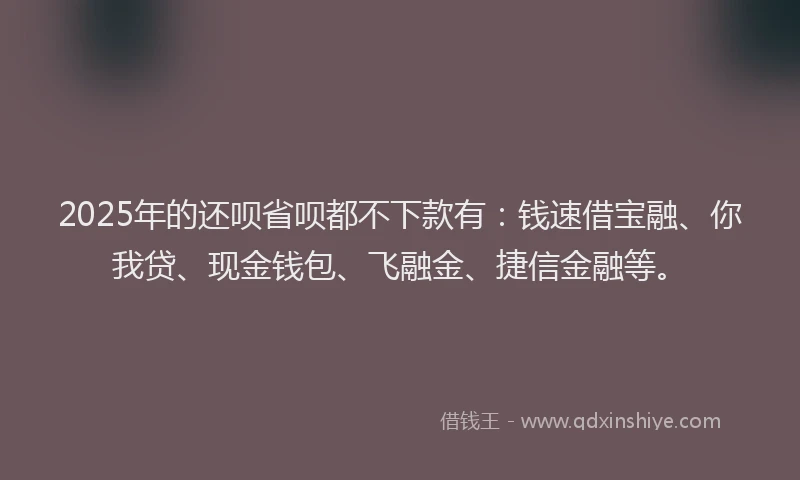 2025年的还呗省呗都不下款有：钱速借宝融、你我贷、现金钱包、飞融金、捷信金融等。