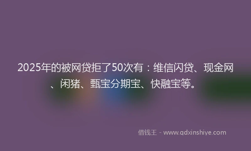2025年的被网贷拒了50次有：维信闪贷、现金网、闲猪、甄宝分期宝、快融宝等。