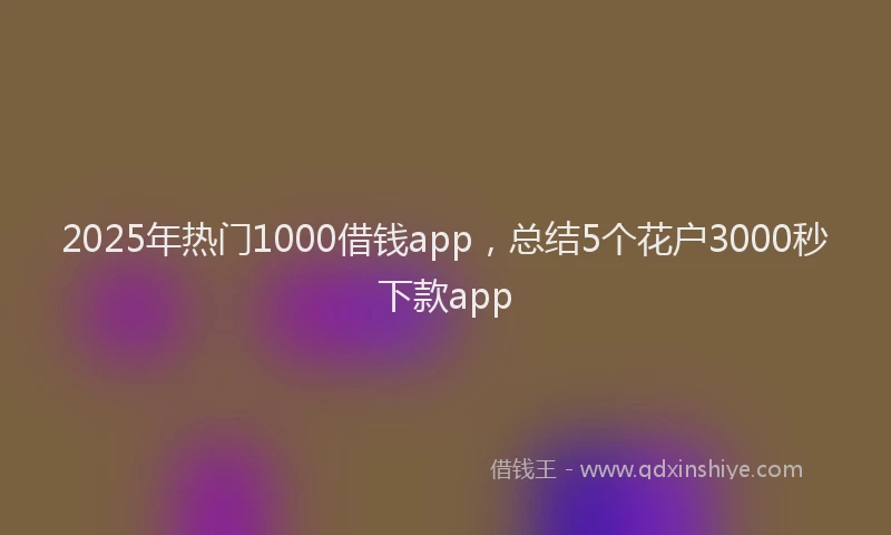 2025年热门1000借钱app，总结5个花户3000秒下款app