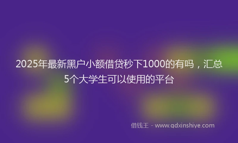 2025年最新黑户小额借贷秒下1000的有吗，汇总5个大学生可以使用的平台