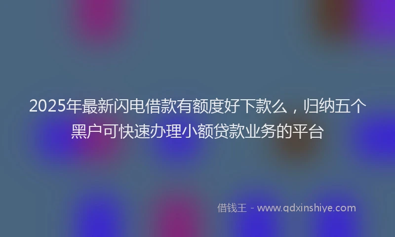 2025年最新闪电借款有额度好下款么，归纳五个黑户可快速办理小额贷款业务的平台