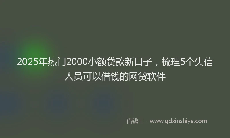 2025年热门2000小额贷款新口子，梳理5个失信人员可以借钱的网贷软件