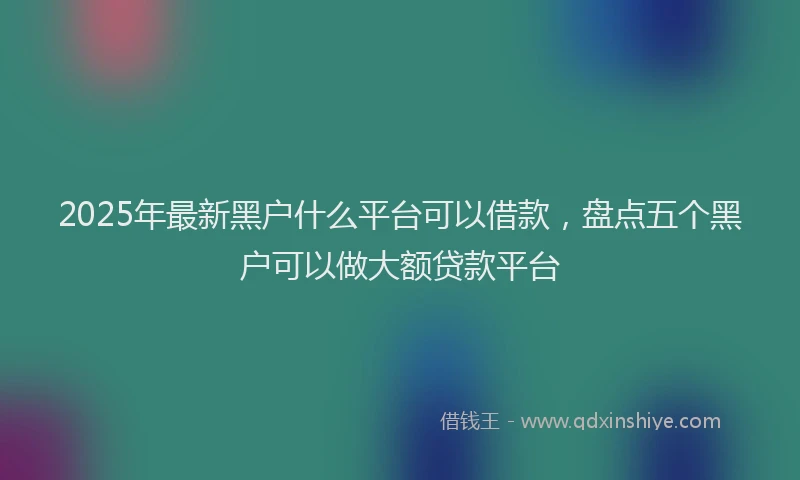 2025年最新黑户什么平台可以借款，盘点五个黑户可以做大额贷款平台