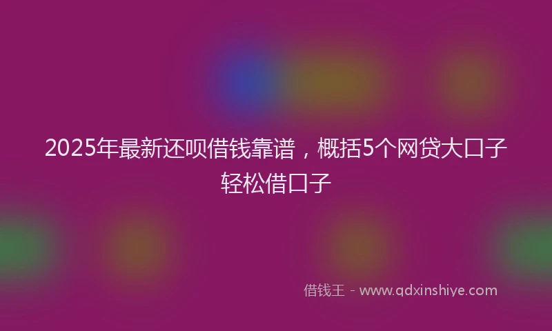 2025年最新还呗借钱靠谱，概括5个网贷大口子轻松借口子