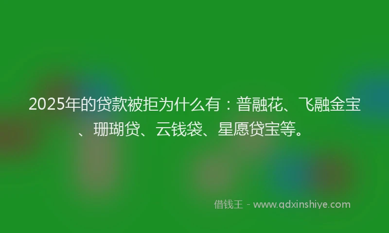 2025年的贷款被拒为什么有：普融花、飞融金宝、珊瑚贷、云钱袋、星愿贷宝等。