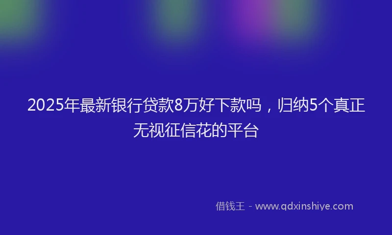 2025年最新银行贷款8万好下款吗，归纳5个真正无视征信花的平台