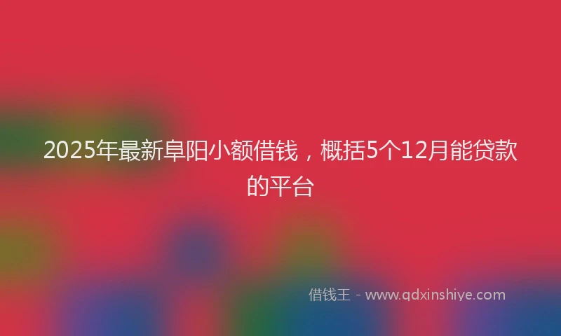 2025年最新阜阳小额借钱，概括5个12月能贷款的平台