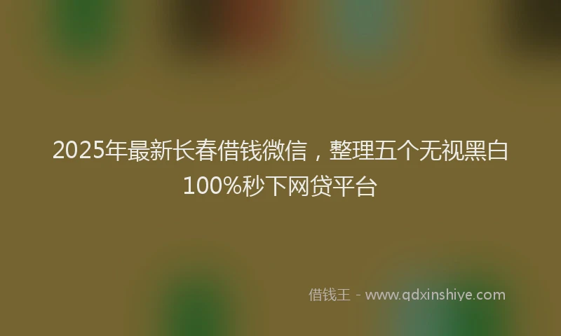 2025年最新长春借钱微信，整理五个无视黑白100%秒下网贷平台