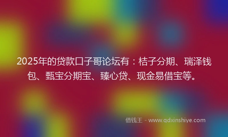 2025年的贷款口子哥论坛有：桔子分期、瑞泽钱包、甄宝分期宝、臻心贷、现金易借宝等。
