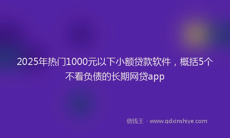 2025年热门1000元以下小额贷款软件，概括5个不看负债的长期网贷app