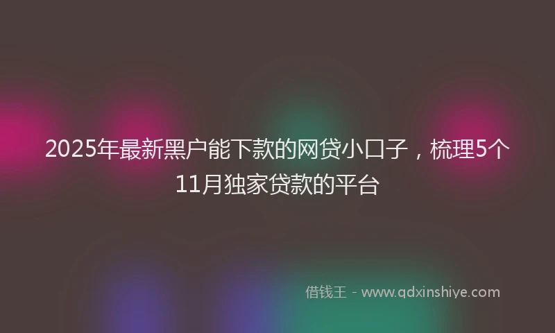 2025年最新黑户能下款的网贷小口子，梳理5个11月独家贷款的平台