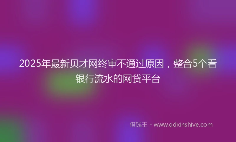 2025年最新贝才网终审不通过原因，整合5个看银行流水的网贷平台
