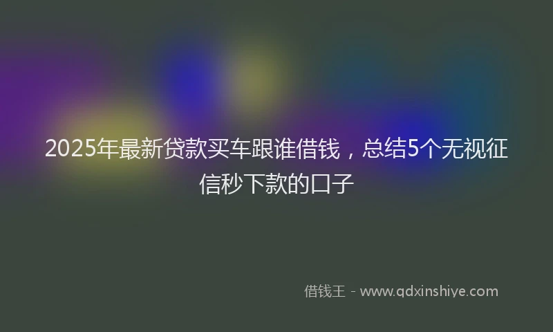 2025年最新贷款买车跟谁借钱，总结5个无视征信秒下款的口子