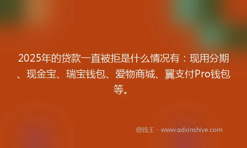 2025年的贷款一直被拒是什么情况有：现用分期、现金宝、瑞宝钱包、爱物商城、翼支付Pro钱包等。