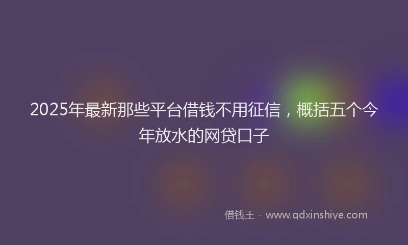 2025年最新那些平台借钱不用征信，概括五个今年放水的网贷口子