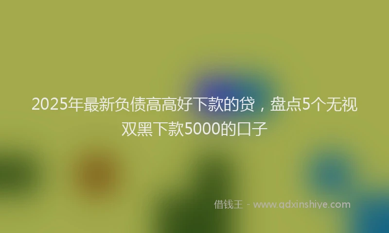 2025年最新负债高高好下款的贷，盘点5个无视双黑下款5000的口子