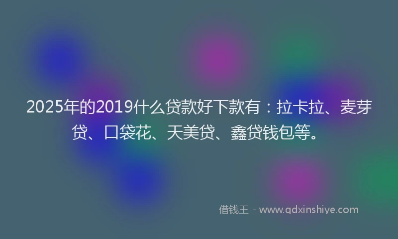 2025年的2019什么贷款好下款有：拉卡拉、麦芽贷、口袋花、天美贷、鑫贷钱包等。
