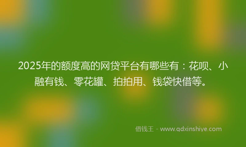 2025年的额度高的网贷平台有哪些有：花呗、小融有钱、零花罐、拍拍用、钱袋快借等。