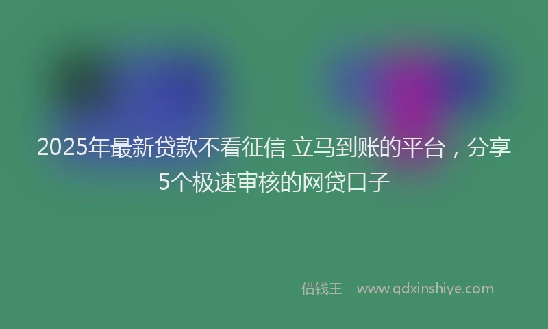 2025年最新贷款不看征信 立马到账的平台，分享5个极速审核的网贷口子