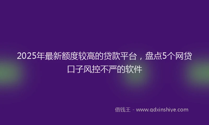 2025年最新额度较高的贷款平台，盘点5个网贷口子风控不严的软件