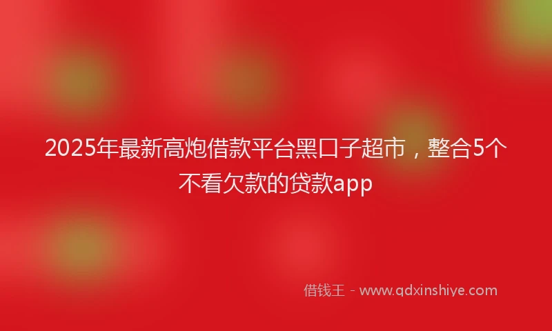 2025年最新高炮借款平台黑口子超市，整合5个不看欠款的贷款app