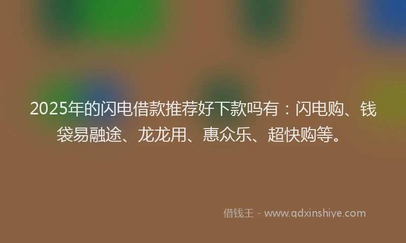 2025年的闪电借款推荐好下款吗有：闪电购、钱袋易融途、龙龙用、惠众乐、超快购等。