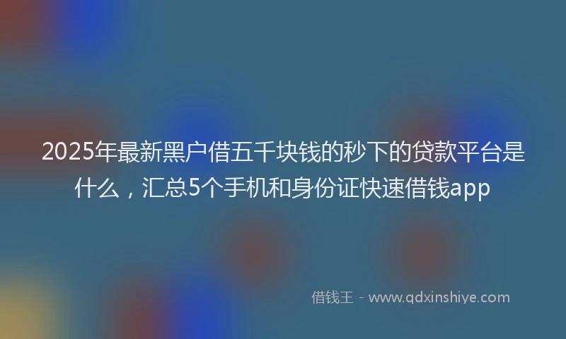 2025年最新黑户借五千块钱的秒下的贷款平台是什么，汇总5个手机和身份证快速借钱app