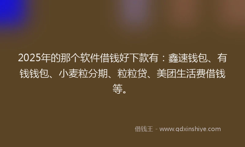2025年的那个软件借钱好下款有：鑫速钱包、有钱钱包、小麦粒分期、粒粒贷、美团生活费借钱等。