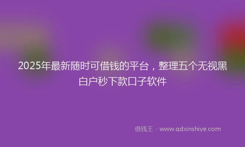 2025年最新随时可借钱的平台，整理五个无视黑白户秒下款口子软件