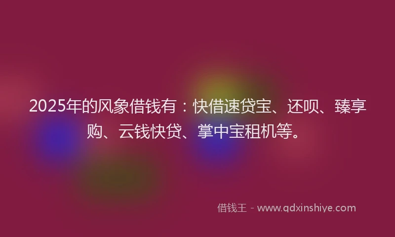 2025年的风象借钱有：快借速贷宝、还呗、臻享购、云钱快贷、掌中宝租机等。