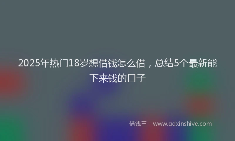 2025年热门18岁想借钱怎么借，总结5个最新能下来钱的口子