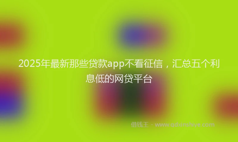 2025年最新那些贷款app不看征信，汇总五个利息低的网贷平台
