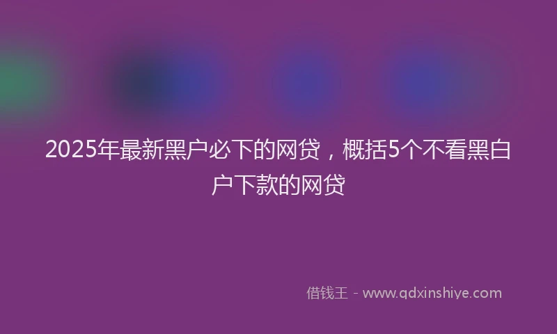 2025年最新黑户必下的网贷，概括5个不看黑白户下款的网贷