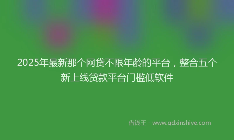 2025年最新那个网贷不限年龄的平台，整合五个新上线贷款平台门槛低软件