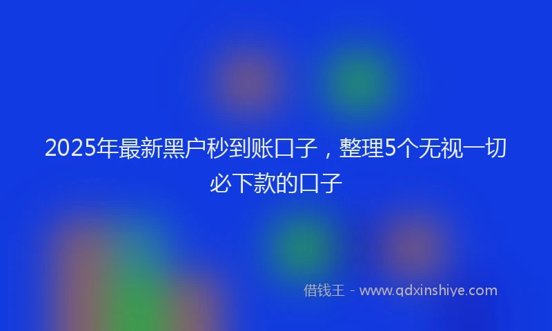 2025年最新黑户秒到账口子，整理5个无视一切必下款的口子