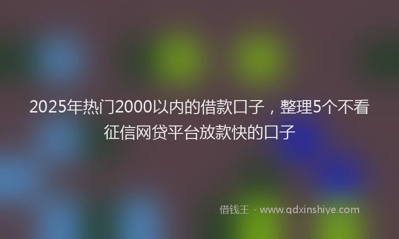 2025年热门2000以内的借款口子，整理5个不看征信网贷平台放款快的口子