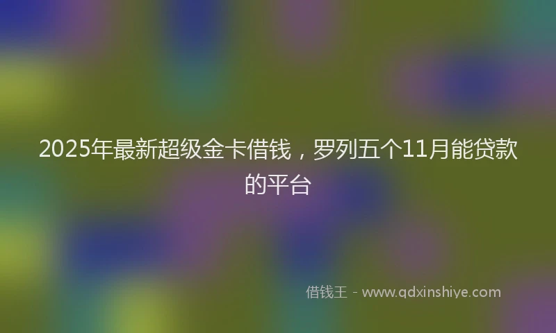 2025年最新超级金卡借钱，罗列五个11月能贷款的平台