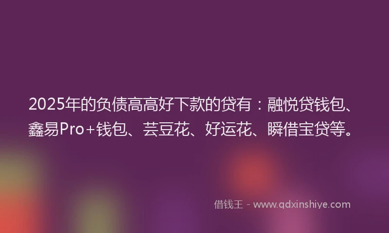 2025年的负债高高好下款的贷有：融悦贷钱包、鑫易Pro+钱包、芸豆花、好运花、瞬借宝贷等。
