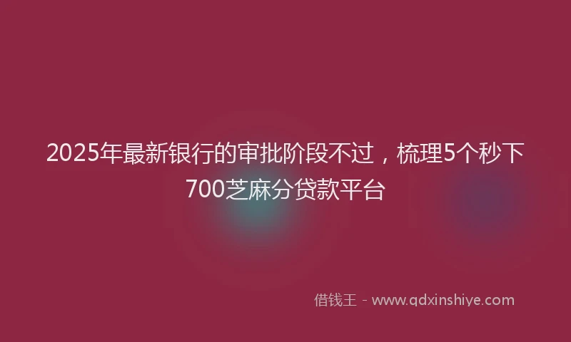 2025年最新银行的审批阶段不过，梳理5个秒下700芝麻分贷款平台