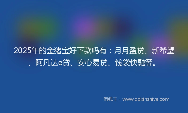 2025年的金猪宝好下款吗有：月月盈贷、新希望、阿凡达e贷、安心易贷、钱袋快融等。