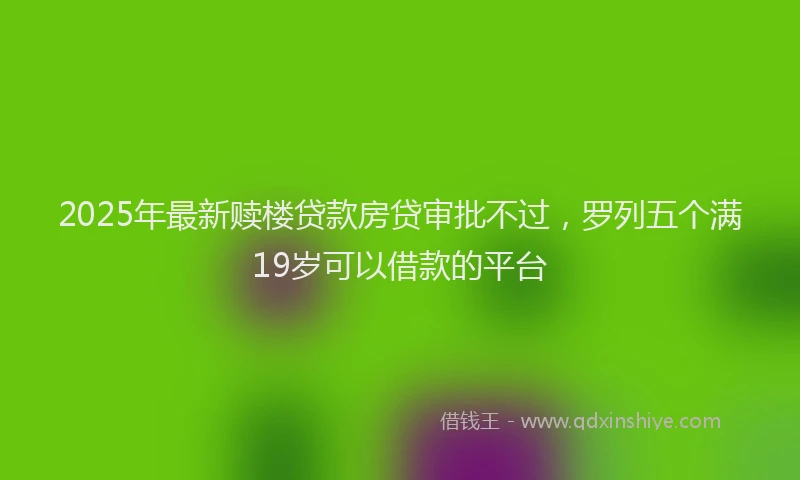 2025年最新赎楼贷款房贷审批不过，罗列五个满19岁可以借款的平台