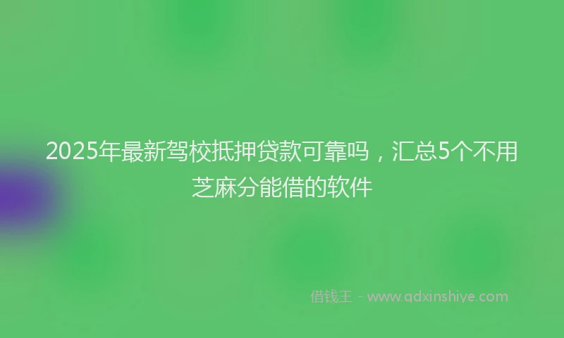 2025年最新驾校抵押贷款可靠吗，汇总5个不用芝麻分能借的软件
