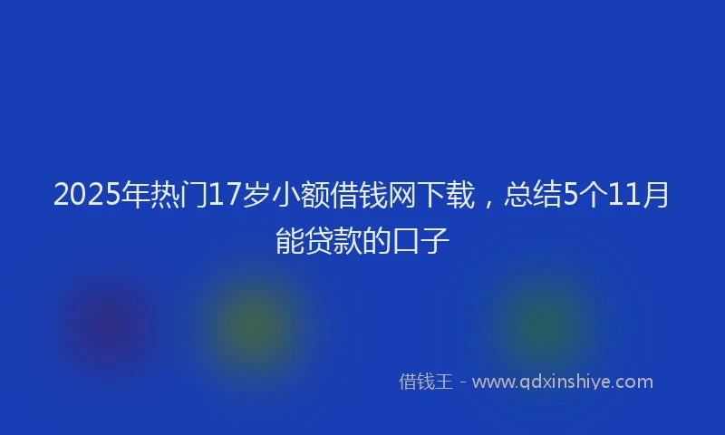 2025年热门17岁小额借钱网下载，总结5个11月能贷款的口子