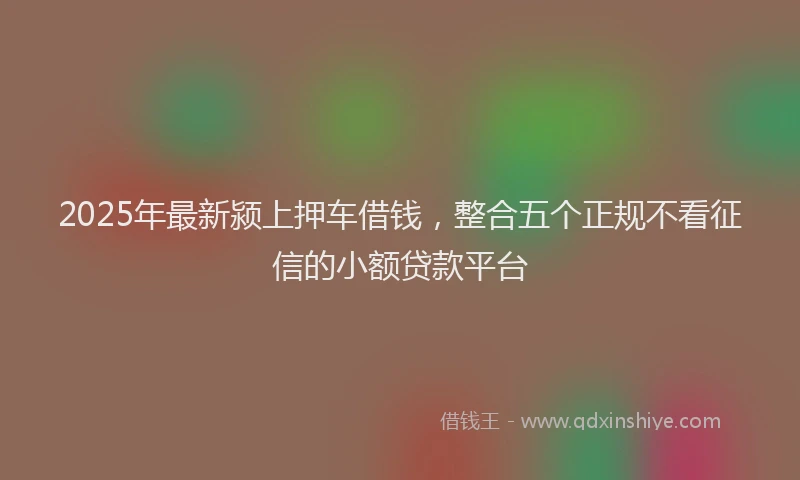 2025年最新颍上押车借钱，整合五个正规不看征信的小额贷款平台