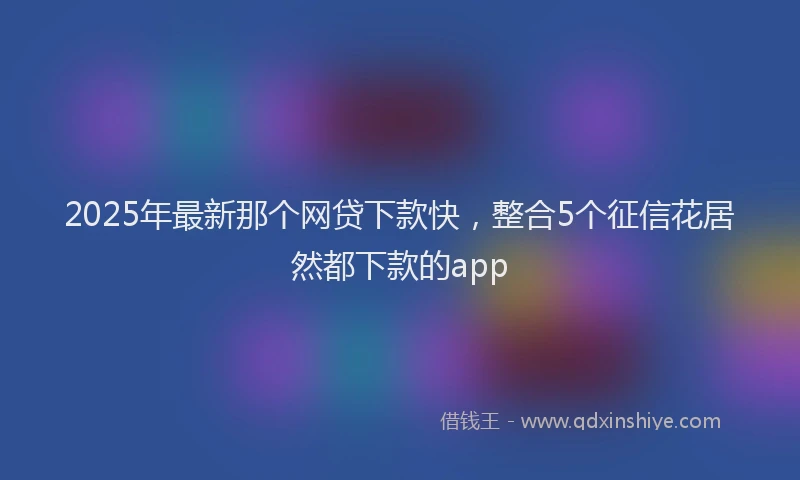 2025年最新那个网贷下款快，整合5个征信花居然都下款的app