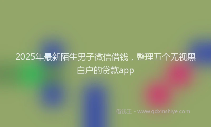 2025年最新陌生男子微信借钱，整理五个无视黑白户的贷款app