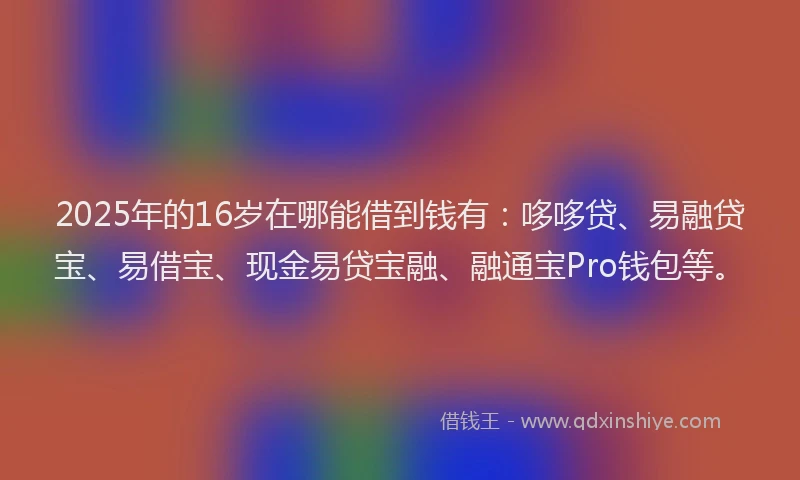 2025年的16岁在哪能借到钱有：哆哆贷、易融贷宝、易借宝、现金易贷宝融、融通宝Pro钱包等。