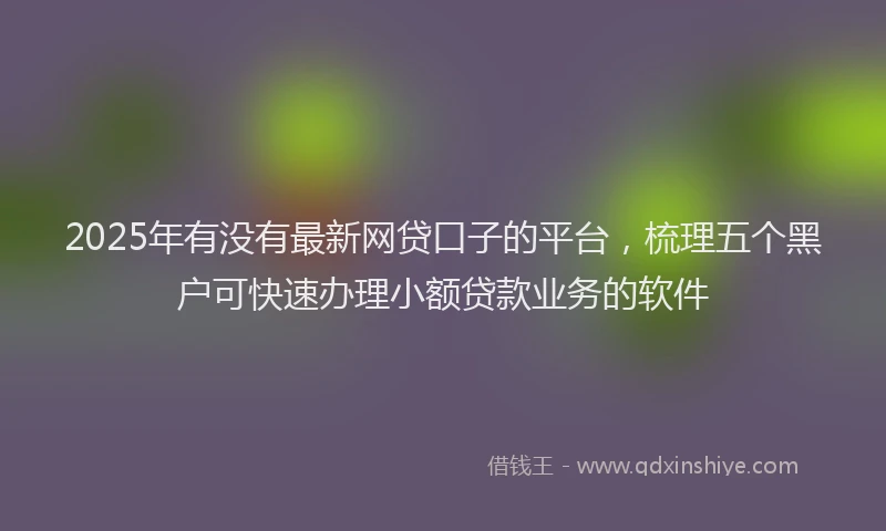 2025年有没有最新网贷口子的平台，梳理五个黑户可快速办理小额贷款业务的软件