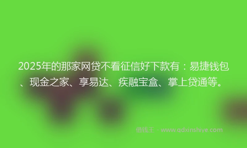 2025年的那家网贷不看征信好下款有：易捷钱包、现金之家、享易达、疾融宝盒、掌上贷通等。
